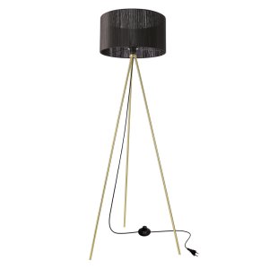 MOSSI lampa podłogowa złoty 1x40W E27 abażur czarny