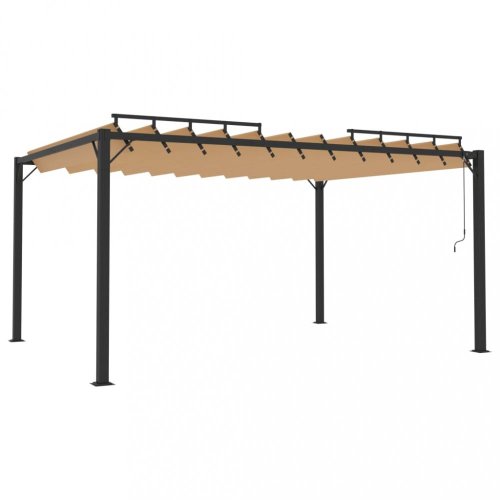 Pergola s lamelovou střechou 3 x 4 m hliník / látka Dekorhome - BAREVNÁ VARIANTA: Šedá