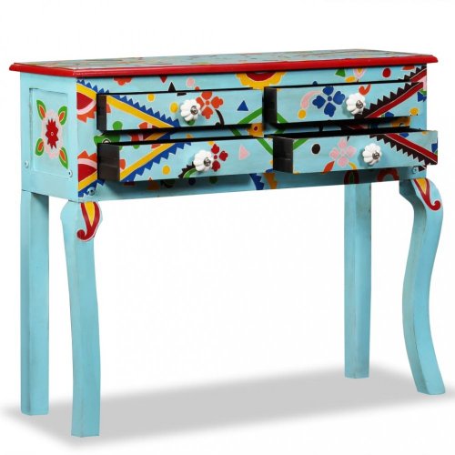 Odkládací stolek ručně malovaný Dekorhome - BAREVNÁ VARIANTA: Tyrkysová