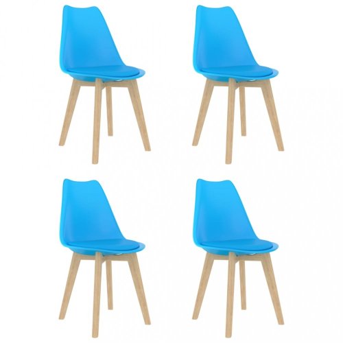 Jídelní židle 4 ks plast / umělá kůže / buk Dekorhome - BAREVNÁ VARIANTA: Modrá