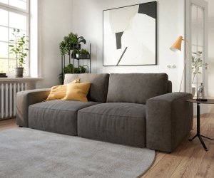 Veľká pohovka Lanzo L 250x105 cm z mikrovlákna khaki hnedá
