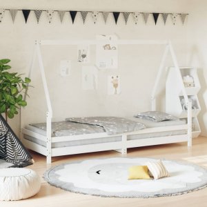 Dětská postel bílá 80 x 200 cm masivní borové dřevo