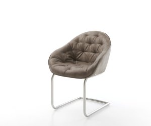 Jídelní židle Gaio-Flex taupe vintage konzolová podnož kulatá nerezová