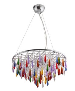 Chromová závěsná lampa s krystaly Vegas