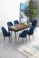 Extendable Dining Table & Chairs Set (7 Pieces) Han - Baroque, Navy Blue