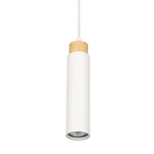 Závesná lampa Claro biela 1x15W GU10 tienidlo biele+drevené