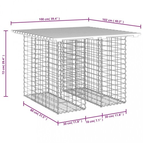 Zahradní lavice gabionový design 100 x 102 x 72 cm borové dřevo