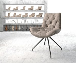 Otočná židle Taimi-Flex taupe vintage křížová podnož zúžená černá