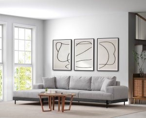 Rohová sedacia súprava / Rohová pohovka Eti Black Left - Grey