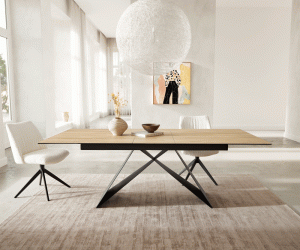 Jedálenský stôl Edge 180-220x100 keramický Laminam® Sabbia Podstava