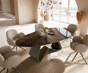 Jedálenský stôl Edge oválny 220x120 keramika Laminam® Emperador Extra