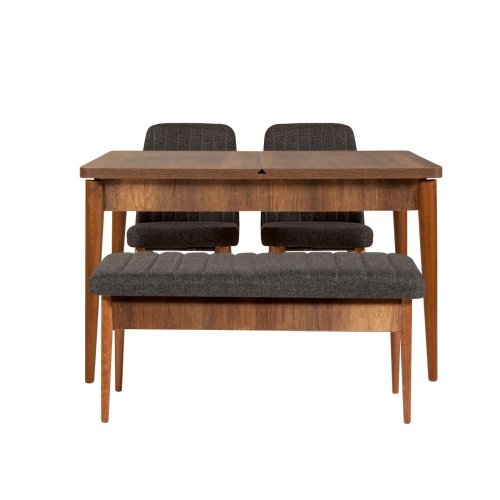 Jedálenský set s rozkladacím stolom a stoličkami (4 kusy) Vina 1053 - Anthracite, Walnut