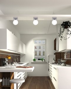 Stropná lampa s bielym guľovým tienidlom Oden