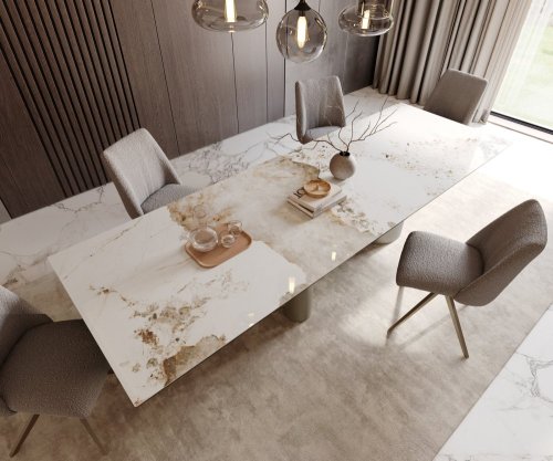 Jídelní stůl Edge 300x100 keramický Minas Melange bílo-béžový Troa