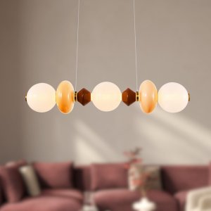 FLORES lampa wisząca mosiężny+brązowy+pomarańczowy poz.20W LED 3000K klosz biały