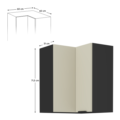 Horní rohová skříňka ARAKA 60X60 GN-72 2F (90)