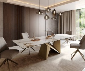 Jídelní stůl Edge 300x100 keramický Minas Melange bílo-béžový