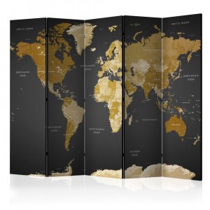 Paraván - Room divider - World map on dark background