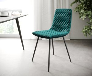 Sada 4 jídelních židlí Novi-Adesso Petrol Velvet se 4 kuželovitými