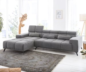 Rohová sedací souprava Ordino 285x200 Mikrovlákno Šedá Otoman  Levá