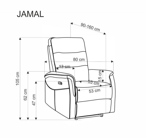 Elektrické polohovací křeslo s USB JAMAL