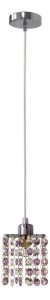 Závesná lampa G9 Classic chróm/fialový krištáľ