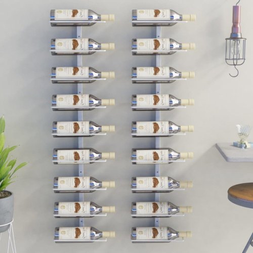 Nástěnný stojan na víno na 18 lahví 2 ks Dekorhome - BAREVNÁ VARIANTA: Zlatá