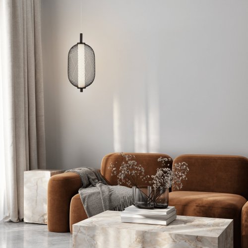 Závesná lampa PUMA s drôteným tienidlom 15 x 30 cm – dizajnová stolová LED lampa 3000K