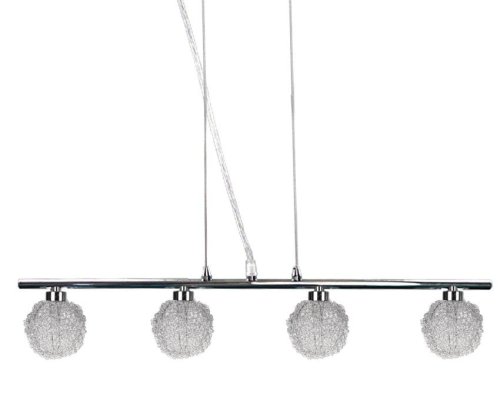 Závesná lampa chrómová sklenená guľa v opletení 4x40W Wind
