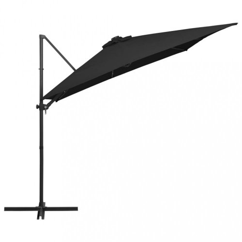 Konzolový slunečník s LED světly 250x250 cm Dekorhome - BAREVNÁ VARIANTA: Černá