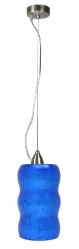 Závesná lampa Trilogy modrá zo skla