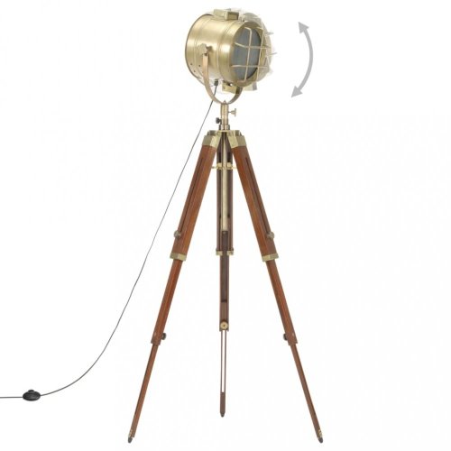 Stojací lampa kov / dřevo Dekorhome