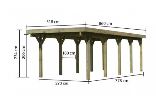 Dřevěný přístřešek / carport CLASSIC 3A s plechy Dekorhome