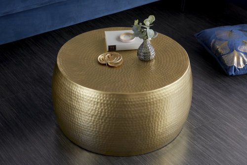 Konferenční stolek SINIS Dekorhome - BAREVNÁ VARIANTA: Zlatá / modrá
