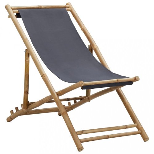 Skladacie plážové ležadlo bambus / plátno Dekorhome - BAREVNÁ VARIANTA: Zelená