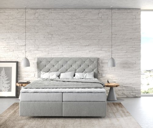 Boxspring postel Dream-Great 160x200 cm mikrovlákno stříbrně šedá