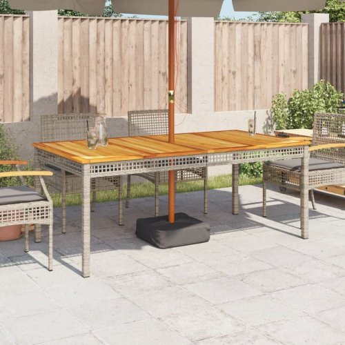 Zahradní stůl šedý 180 x 90 x 75 cm polyratan akáciové dřevo