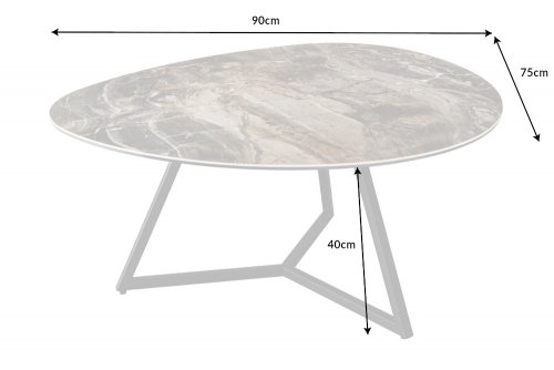 Konferenčný stolík DOSHAR 90 cm Dekorhome - BAREVNÁ VARIANTA: Bielo-sivý mramor