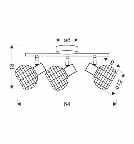 Juicy lampa sufitowa listwa czarny 3x40W E14 klosz czarny