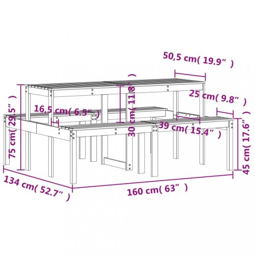 Piknikový stůl 160 x 134 x 75 cm impregnovaná borovice