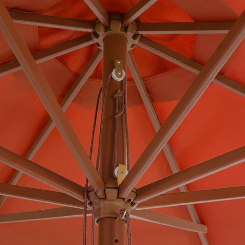 Slunečník Ø 350 cm látka / dřevo Dekorhome - BAREVNÁ VARIANTA: Oranžová