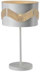 Biela stolová lampa s korálkami Antonio