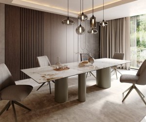 Jídelní stůl Edge 300x100 keramický Minas Melange bílo-béžový