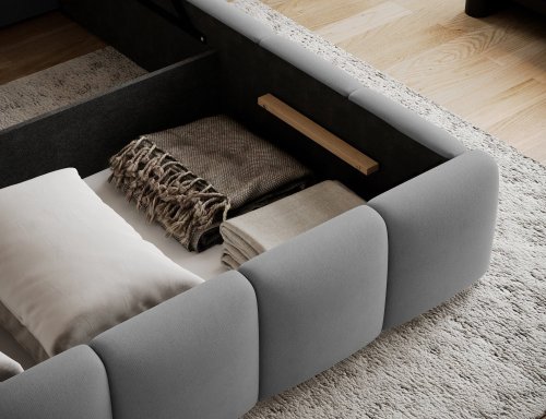 Posteľ Edvige + Drevený rám + plynový piest + kontajner 140x200