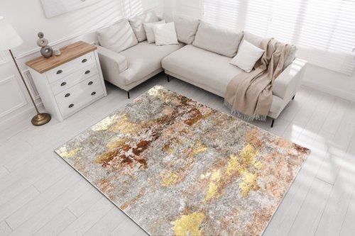Kusový koberec Miro 51463.802 Abstraction grey / gold 80x150 cm