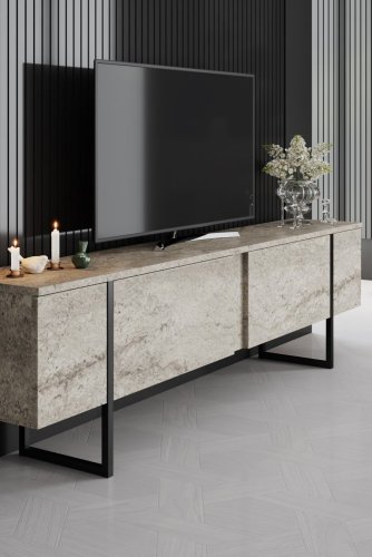 TV stolek Luxe - Travertine, Black