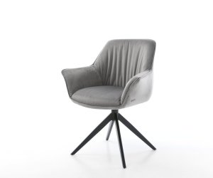 Jedálenská stolička Keila-Flex s opierkami zamat sivá krížová podstava