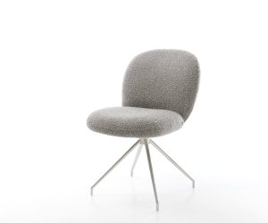 Jídelní židle Nube-Flex bouclé stříbrno-šedá křížová podnož zúžená