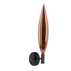 Kinkiet Nordic szklany czarny z miedzianym kloszem do eleganckiej sypialni G9