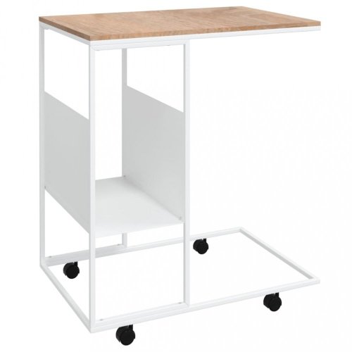 Príručný stolík s kolieskami Dekorhome - BAREVNÁ VARIANTA: Biela / hnedá